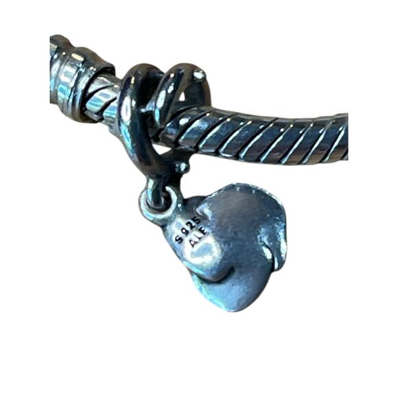 Pandora 925 Sterling Silver Bracelet with Rose Charm & Family Heart Dangle - Picture 7 of 12